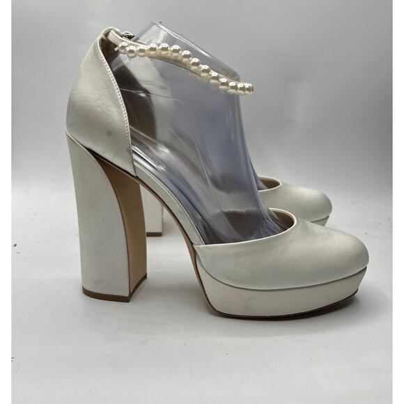 Anthropologie Badgley Mischka Felixa Ankle Strap Platform Heels Size 10 - Picture 6 of 13